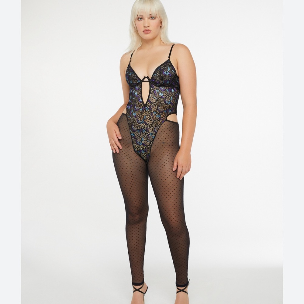 Brand NWT Savage X Butterfly Wings Lace and Mesh catsuit